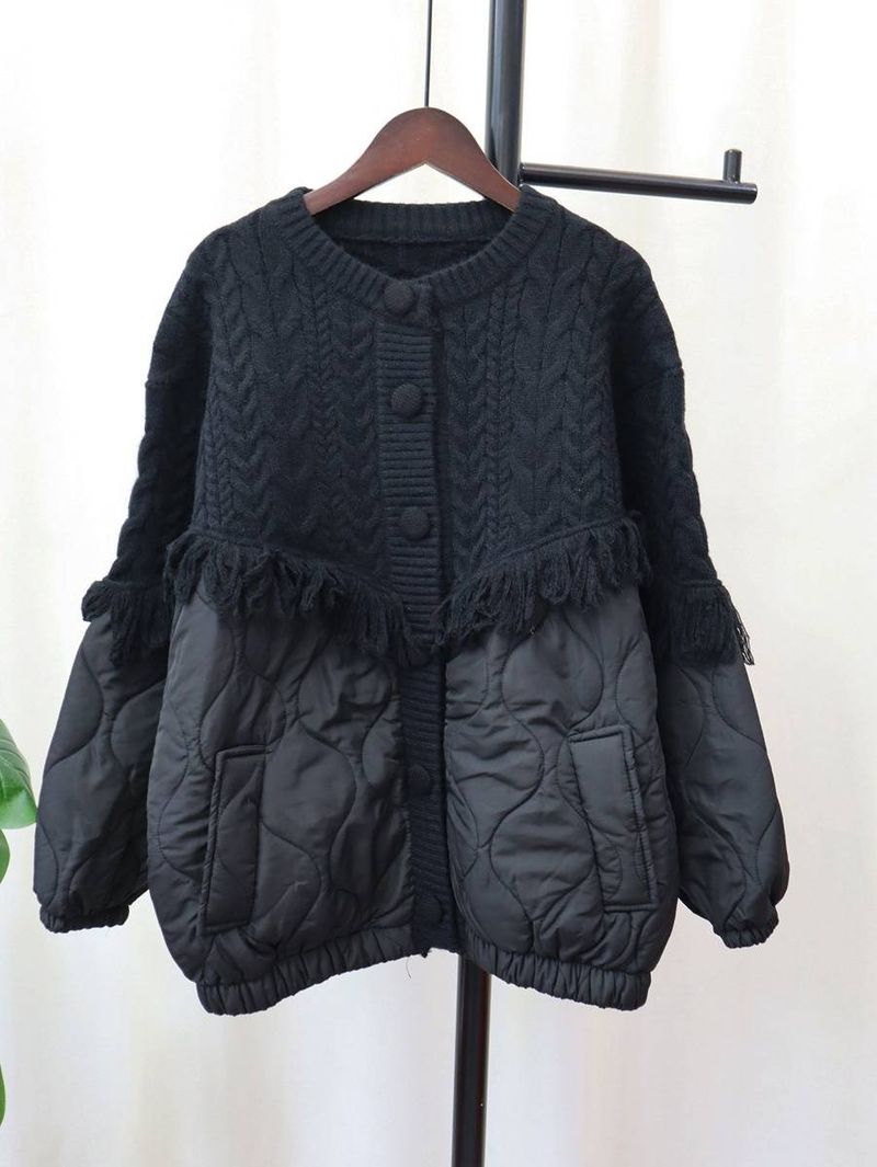 Damenbekleidung Quaste Design Spleißen Strickjacke neue lose faul Stil der Pullover Mantel_voghion.com