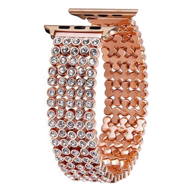 Accessori unisex Accessori per orologi Adatto per cinturino per orologio Cinturino per orologio in metallo con cinque perline e diamanti Iwatch9 1 cinturino rappresentativo_voghion.com
