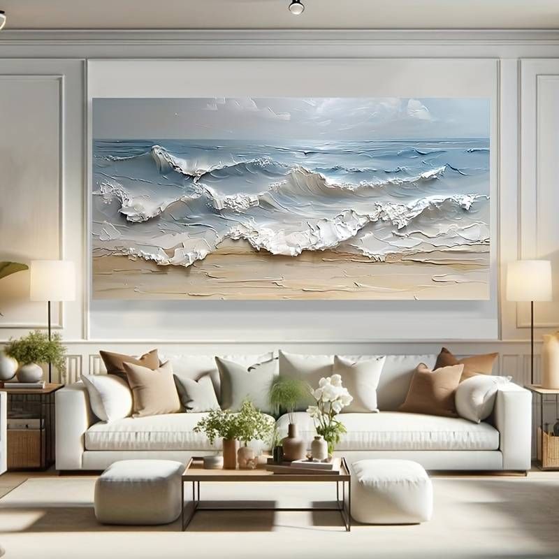 Modern Seaside Wave Art Canvas Prints Painting– Vibrant Beach-Themed Wall Decor For Living Room Or Bedroom,Coastal Charm_voghion.com
