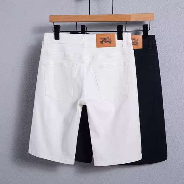 2025 Denim Shorts For Men, Summer Thin Loose Straight Slim Korean Style Casual Stretch Five-Point Mid-Length Shorts,_voghion.com