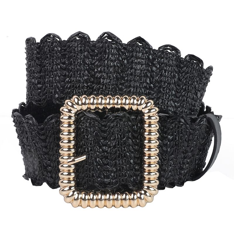 Cintura BSCI in paglia elastica intrecciata con gancio Tag_voghion.com