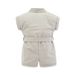 Kinderkleidung Sommermode für Mädchen Overalls einfarbig V-Ausschnitt Jumpsuit Shorts Kopfbedeckung_voghion.com