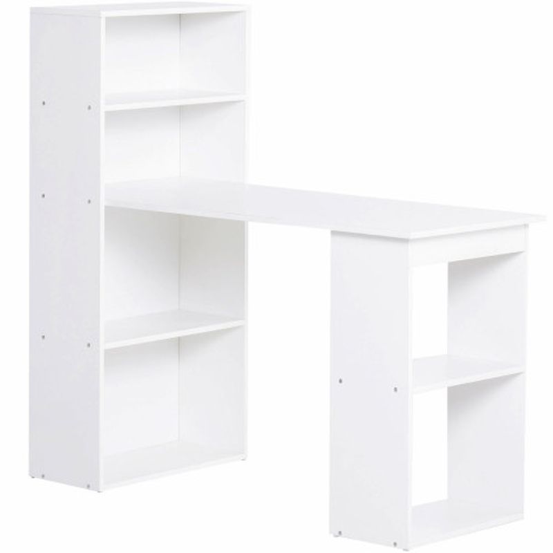 HOMCOM Schreibtisch Küchentisch Mit Regal 120x55cm Computertisch Laptoptisch Arbeitstisch In Weiß Für Büro & Home Office_voghion.com