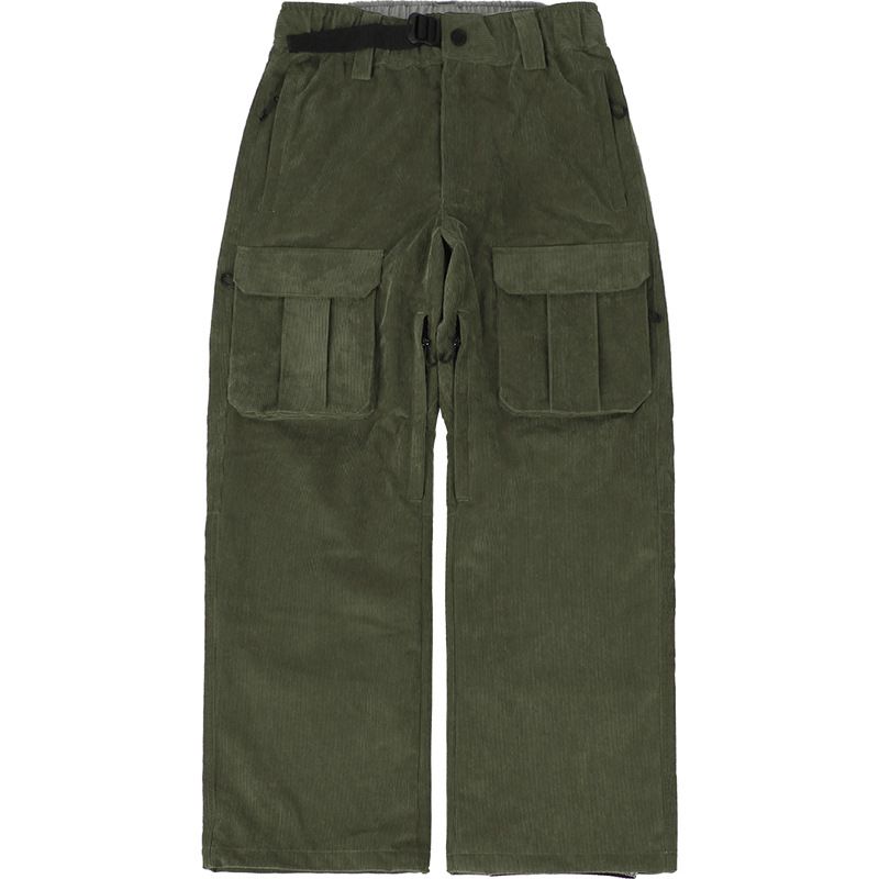 Ski winter waterproof windproof warm veneer loose large size corduroy double board snow pants for men outdoor equipment_voghion.com