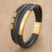 Leather Cord Stainless Steel Simple Woven Men's Multi-layer Bracelet_voghion.com
