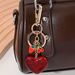 Llavero para coche con colgante de bolso de fresa y cereza con corazón de purpurina roja_voghion.com