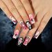 Unghie finte con armatura, nail art di Halloween, sfumatura rosa, amore, zucca, ragnatela, teschio, unghie finte_voghion.com