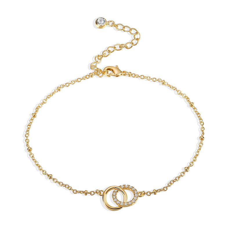 Fashion Interlocking Anklets For Women, Simple And Elegant, Adjustable, Micro Inlaid Zircon Foot Accessories_voghion.com