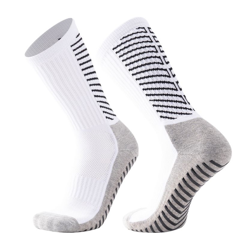 Calzini da uomo, calzini da calcio antiscivolo, calzini sportivi a tubo medio, calzini lunghi con fondo spesso in asciugamano, calzini da allenamento a righe con pressione_voghion.com