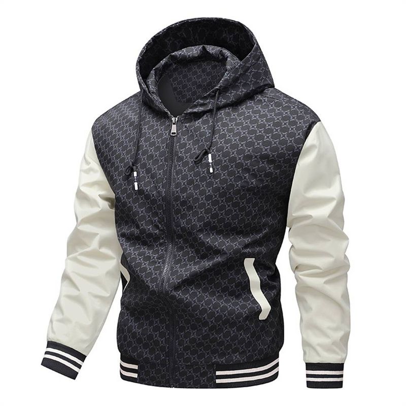 Spring Autumn 2025 High Quality Fashion Hooded Sweatshirts Outerwear Coat Men's Splicing Long Sleeve Casual Loose Sport Zipper Hooded Jacket M-5XL_voghion.com