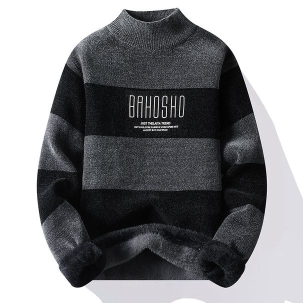 Abbigliamento da uomo Maglione da uomo Autunno Inverno Marchio di moda Girocollo Camicia di base in maglia casual Abiti di lana a righe per uomo_voghion.com