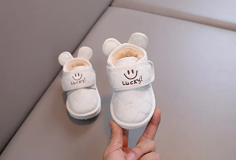 Stivali da neve invernali caldi e antiscivolo per bambini e bambine, con velcro, Happysteps, scarpe con cartoni animati e conigli, taglie da 1 a 6 anni_voghion.com