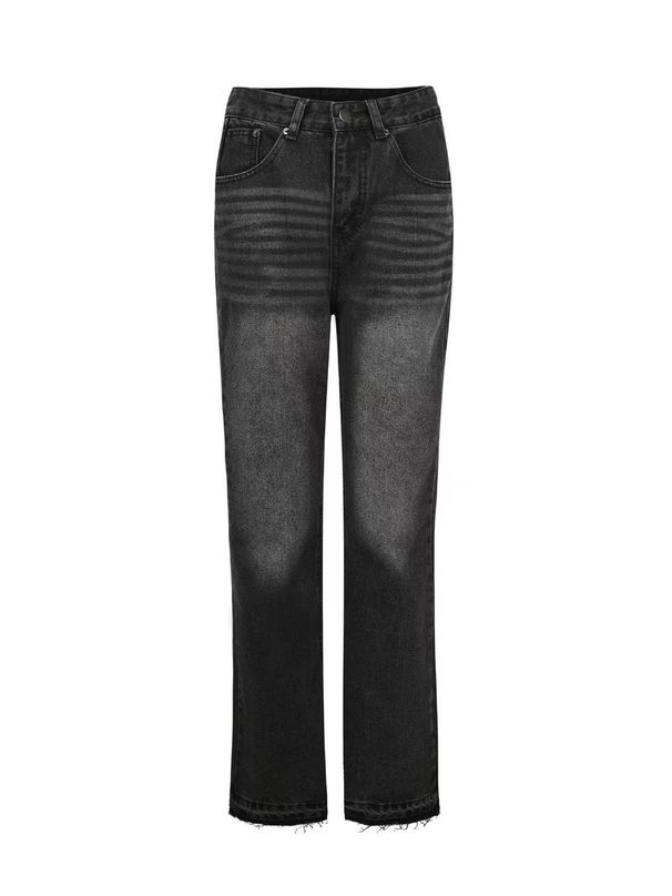 "Schwarze Distressed Clean Fit Jeans für Herren – Retro-Waschung mit Quastendetails | Schmal zulaufendes Bein | Vintage 507 Silhouette"_voghion.com