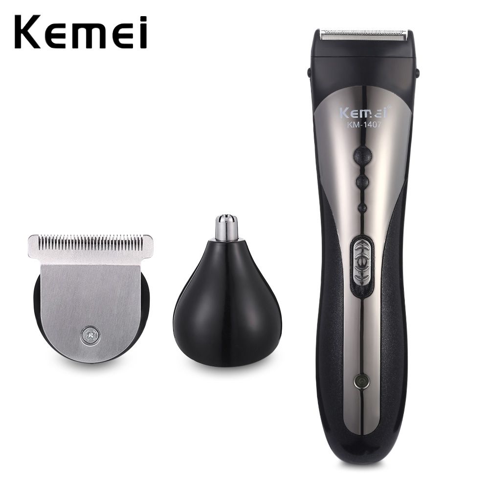 Kemei-1407 3 em 1 profissional de alta qualidade aparador barbeador sistema de barbear avançado corte de cabelo com 4 pentes_voghion.com