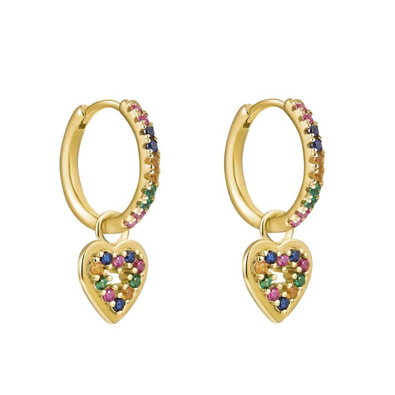 1 pereche elegantă doamnă inimă formă arc nod inlay alamă zircon cercei picături cercei urechi cătușe_voghion.com