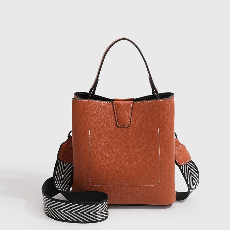 Borsa a tracolla alla moda da pendolare in pelle con borsa a secchiello da donna di grande capacità_voghion.com