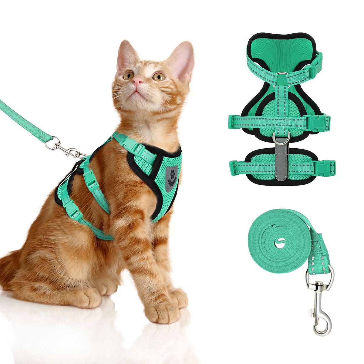 New Cat Leash Pet Kitten Solid Color Breathable Dog Harness Set_voghion.com