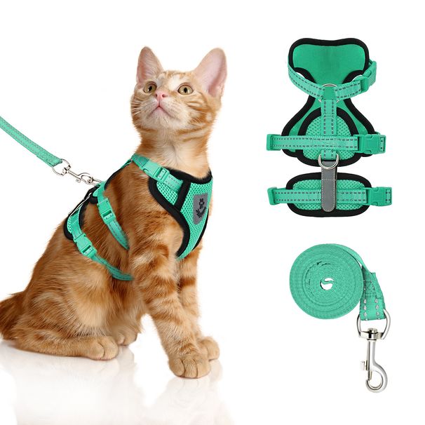 New Cat Leash Pet Kitten Solid Color Breathable Dog Harness Set_voghion.com