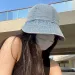 New Arrivals Fashion Washed Brim Edge Denim Bucket Hats Women's Summer Beach Travel Foldable Sunshade Fisherman Hat For_voghion.com