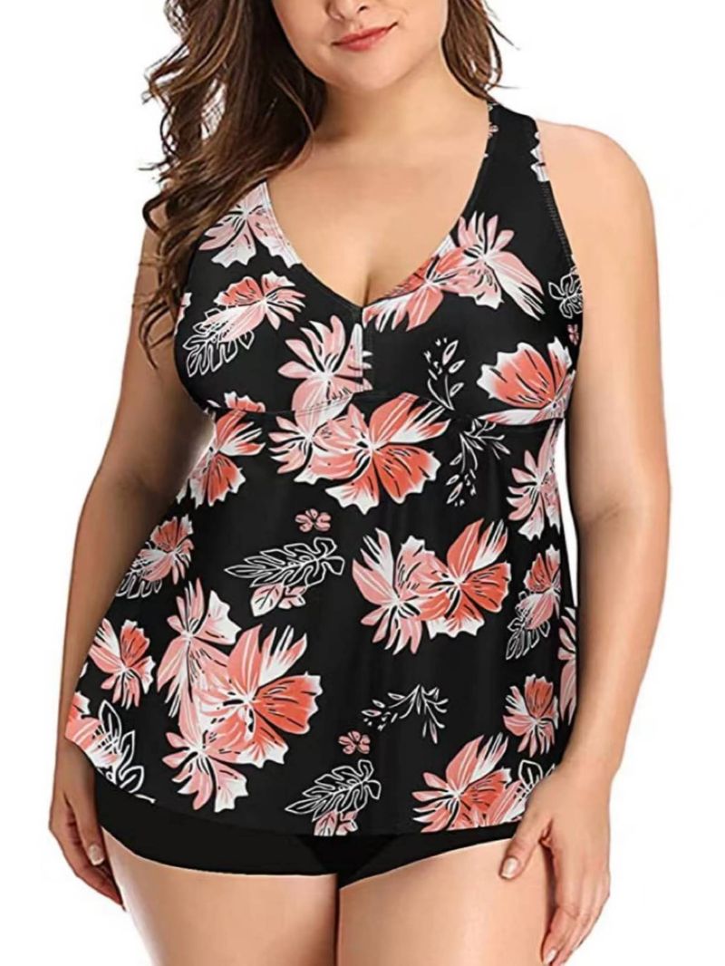 El nuevo traje de baño dividido estampado de la hermana gordita conservadora europea y americana_voghion.com
