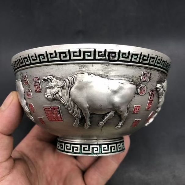 Antique Collection - Antique-style Copper-gilt Silver Five-natured Ox Design From The Reign Of Emperor Qianlong Of The Qing Dynasty_voghion.com