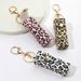 Bag Charms Leopard Print Metal Rivet Lipstick Bag Keychain PU Leather Key Mobile Phone Bag Pendant Live Small Gift_voghion.com