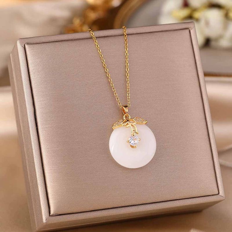 Collana in acciaio al titanio con ciondolo portafortuna per donna, di lusso, con numeri piccoli, in giada, di alta qualità e di sicurezza._voghion.com