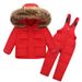 Premium Kids Down Jacket Set - Warm Winter Coat & Pants For Boys & Girls 1-6 Years, Soft Hooded Outerwear With Openable Crotch (Black/Red/Pink/Beige)_voghion.com
