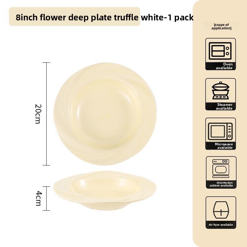High-End Ins Style Flower Ceramic Tableware Dish Underglaze Color High-Value Home Salad Pasta Plate_voghion.com