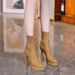 Women’s Shoes High heel short boots single boots French retro brown chunky heel platform fashion boots_voghion.com