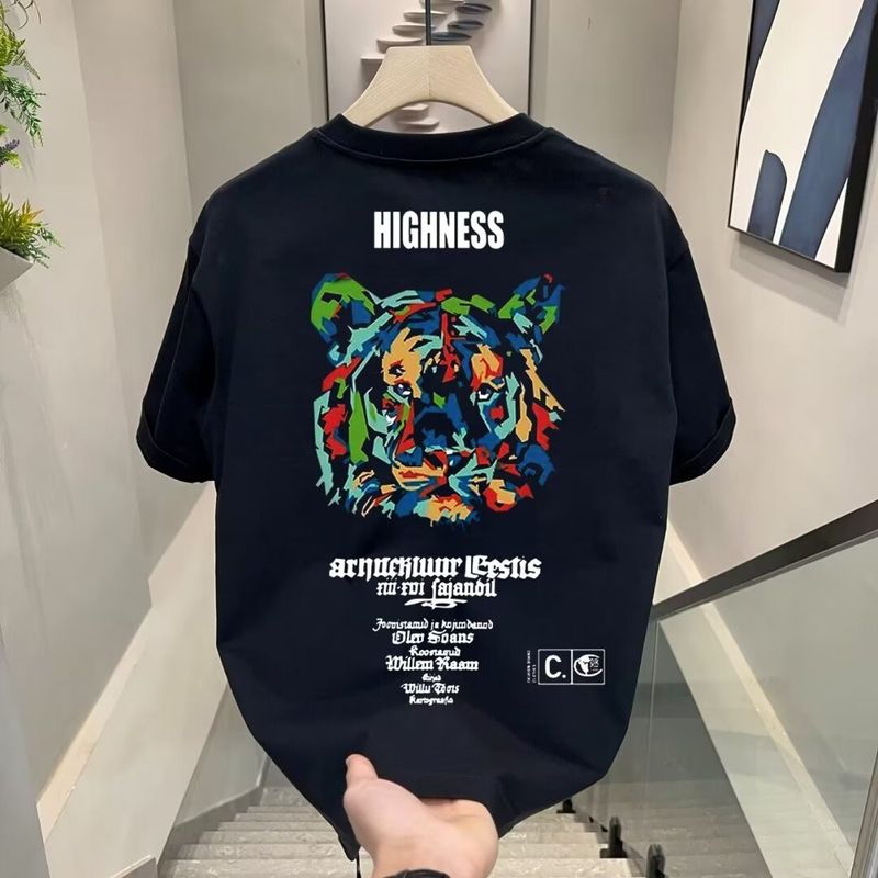 Abbigliamento maschile Estate Nuovo Uomo T-shirt Trendy Marchio Stampato Top Leggero Lusso Moda Casual Girocollo Maniche corte T-shirt_voghion.com