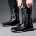 26ss Tube Amekaji High Embroidered Work Herren Western Cowboy Trendy Motorradfahrer Square Toe Reitstiefel_voghion.com