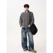 Half Zip Stand Up Collar Sweater For Men, Loose And Simple Knit Sweater, Solid Color Pullover_voghion.com