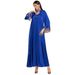 Blue Laser Gradient Abaya Dress With Tassel Details - Elegant Long Islamic Robe_voghion.com
