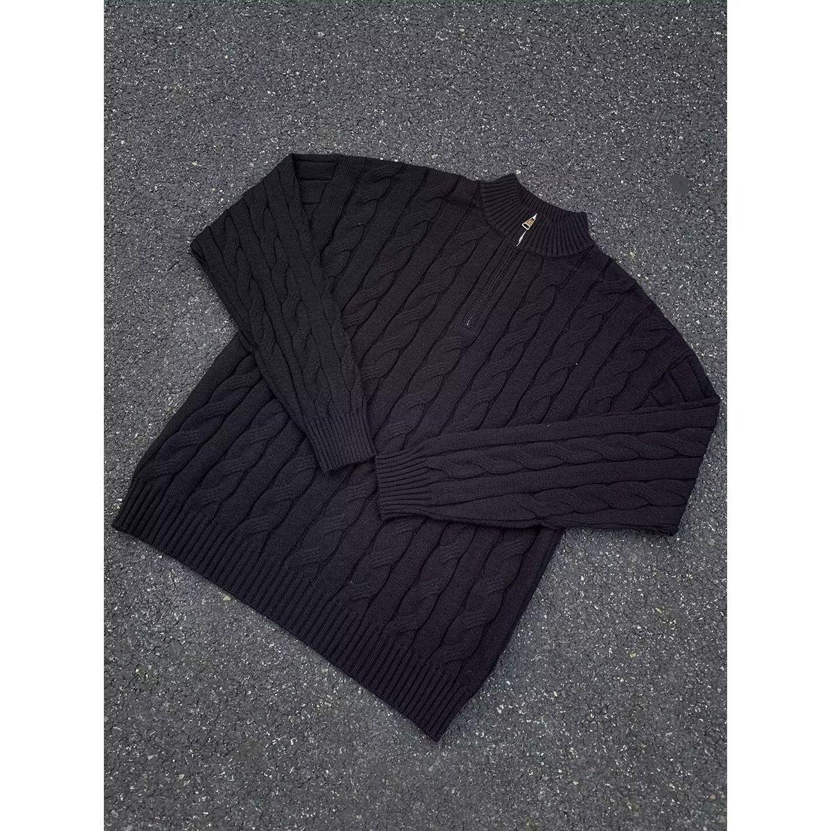 Winter Cable-Knit Turtleneck Sweater For Men | Classic Twist Stitch Pullover | Slim-Fit Wool-Blend Thermal Top In Grey/Black/Beige_voghion.com