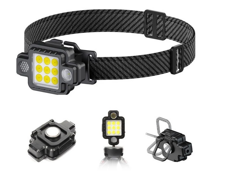 Lanternă frontală reîncărcabilă USB, lanternă de lucru pentru exterior, cu cap reglabil, 5 moduri de iluminare_voghion.com