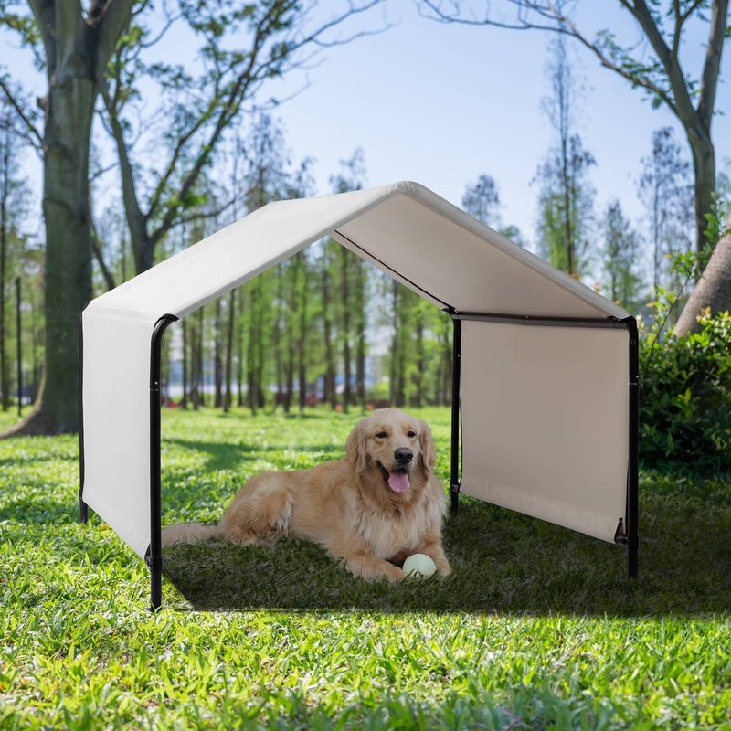 Waterproof Roof Ground Nails Portable Window Solid Pattern Cat Playpen Shade Shelter Outdoor Pet Furniture Camping Pet Dog Tent_voghion.com