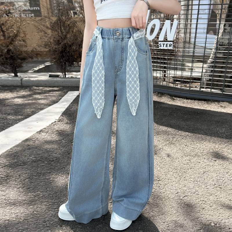 Girls' And Children's Summer New Denim Casual Wide Leg Pants_voghion.com