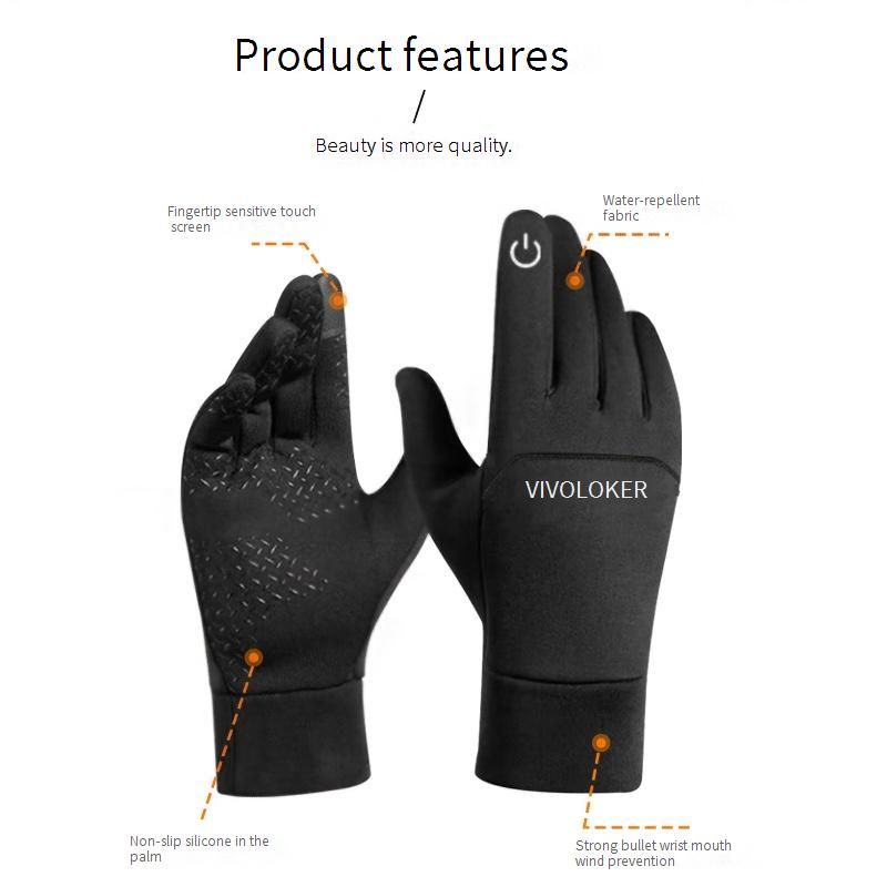 Guanti termici touchscreen per ciclismo, corsa e sport all'aria aperta - Guanti invernali unisex antivento, antiscivolo e foderati in pile_voghion.com