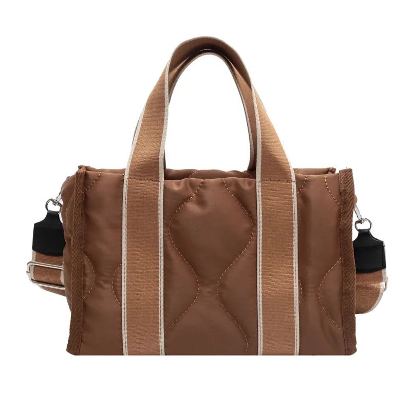 Borsa tote imbottita in cotone di nuova moda per borse trapuntate a tracolla con tracolla da donna Borse a tracolla femminili in nylon casual solido_voghion.com