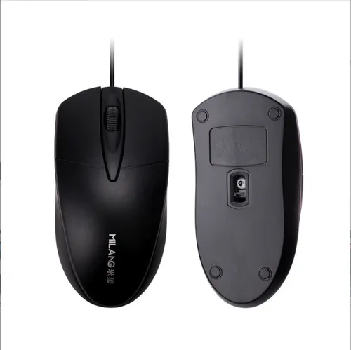 Ratón óptico con cable, 1000 DPI, desplazamiento en 4 direcciones, USB Plug & Play para PC/portátil, ergonómico para oficina (negro/gris, cable de 1,2 m)_voghion.com