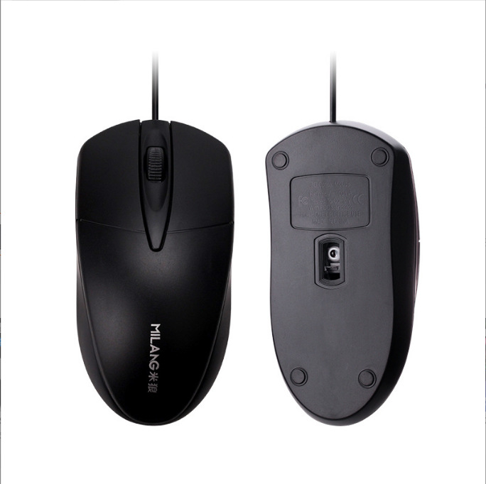 Wired Optical Mouse, 1000DPI 4-Way Scroll, USB Plug & Play For PC/Laptop, Ergonomic Office Mouse (Black/Gray, 1.2m Cable)​_voghion.com