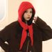 Red balaclava hat for women in autumn winter, warm thick knitted integrated neck and ear protection, woolen hat, trendy_voghion.com