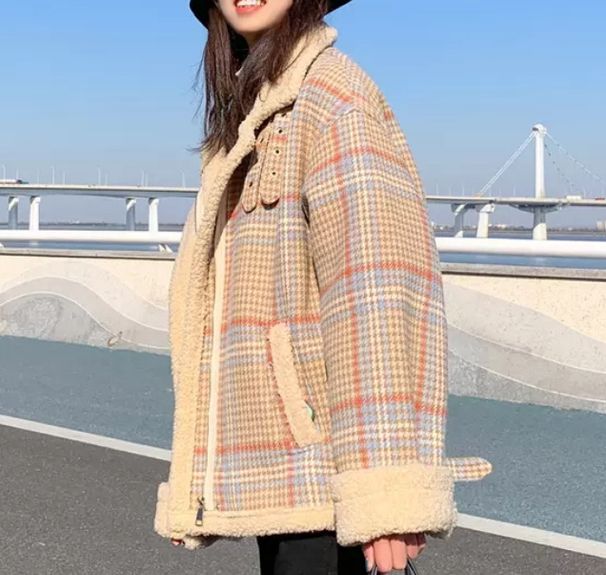 jacket for women 2024 new autumn winter short style Korean version loose lamb wool thick and plush cotton_voghion.com