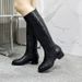 Autumn And Winter New Xiaoxiangfeng Knight Boots Thick Heel High Boots Thin Color Matching Women's Boots_voghion.com