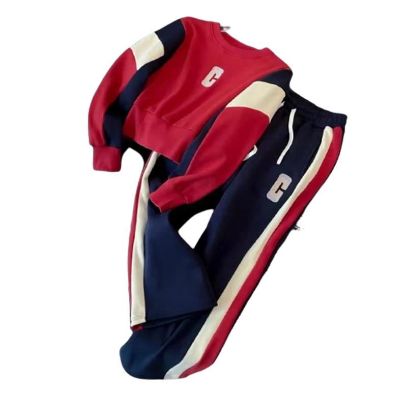 Women's Clothing Design Sense Fashion Thin Contrast Color Leisure Sports Suit_voghion.com