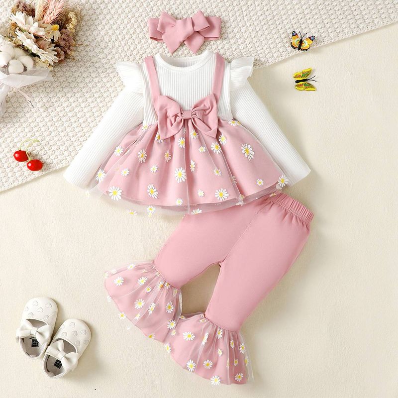 Mother & Kids Infant Denim Long Sleeves And Denim Trousers Mesh Suit_voghion.com
