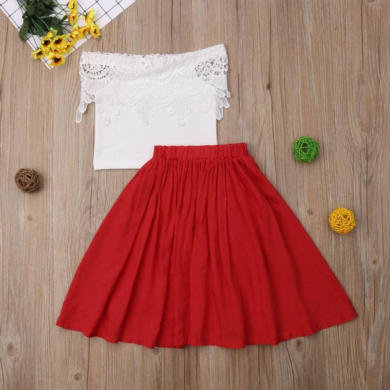 Kid's Clothing Overseas Popular Children's Clothing Children's Lace One Shoulder Collar + Long Skirt_voghion.com