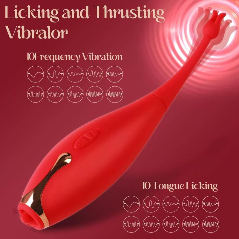 10Tongue Licking+10 Vibration Female Massage Stick Masturbator Sex Toys, Silent And Portable_voghion.com