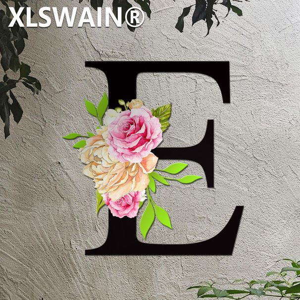 Logo personalizzato con nome, logo con lettera in metallo, targa di benvenuto per porta, decorazione murale con prima lettera, adatta per la decorazione di cortili e giardini_voghion.com